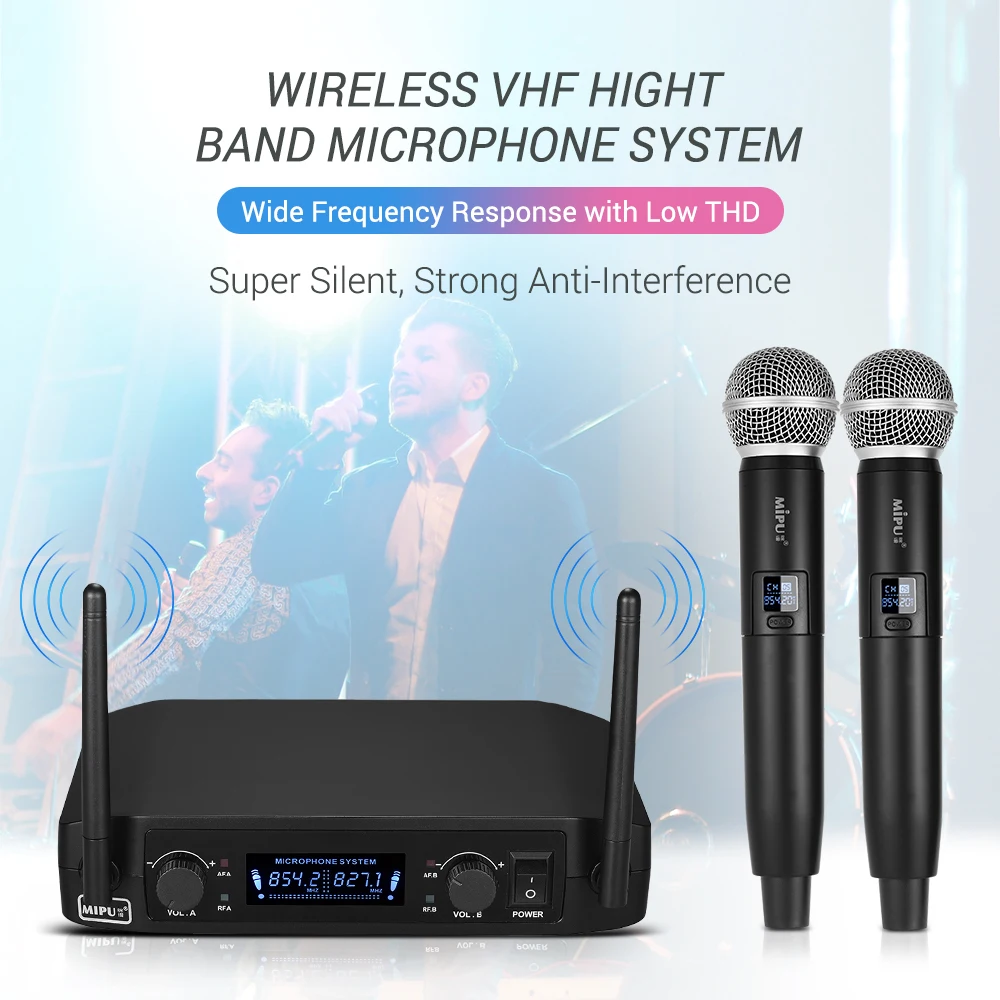 Профессиональная VHF Беспроводной 10 Каналы цифровой микрофон Системы с двумя