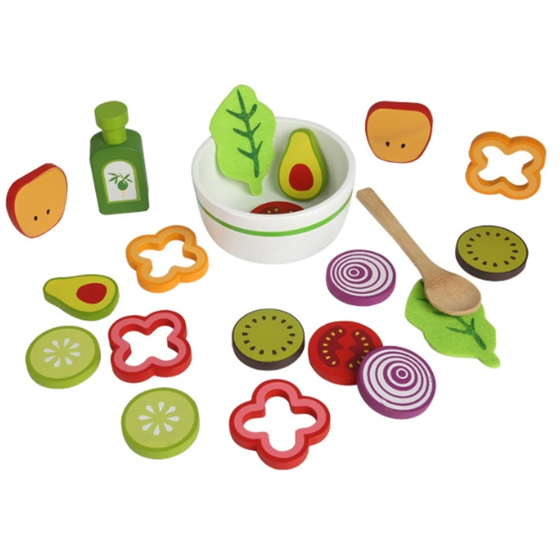 

Children's Simulation Fruit And Vegetable Salad Kitchen Simulation Food And Vegetables Cognitive Puzzle Wooden Toys