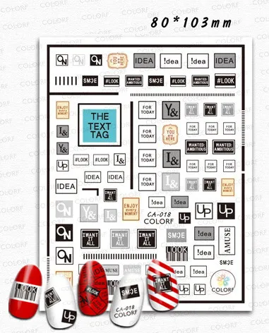 

Newest CA-100 English combination 3d nail art sticker nail decal stamping export japan designs rhinestones decorations