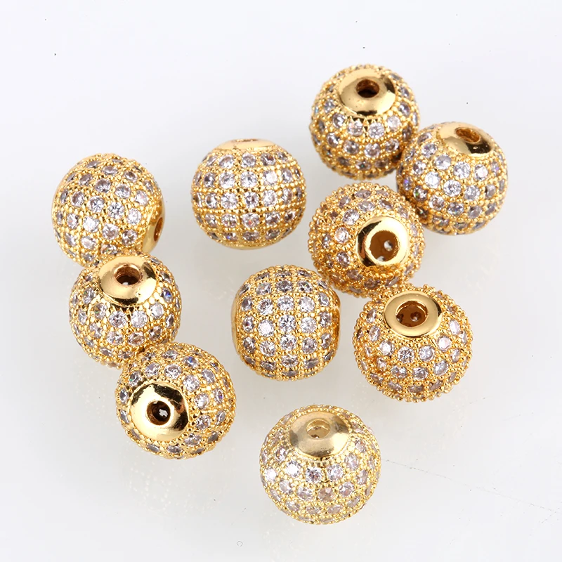 Бусины разделители 10 мм ретро шарик из циркония для изготовления ювелирных