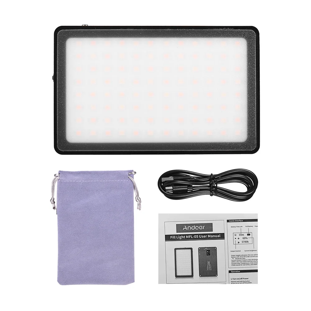 

Andoer MFL-05 Mini LED Light LED Camera Lamp 3500K-5700K Dimmable 96LEDs Built-in Battery for Canon Nikon Sony DSLR Camera