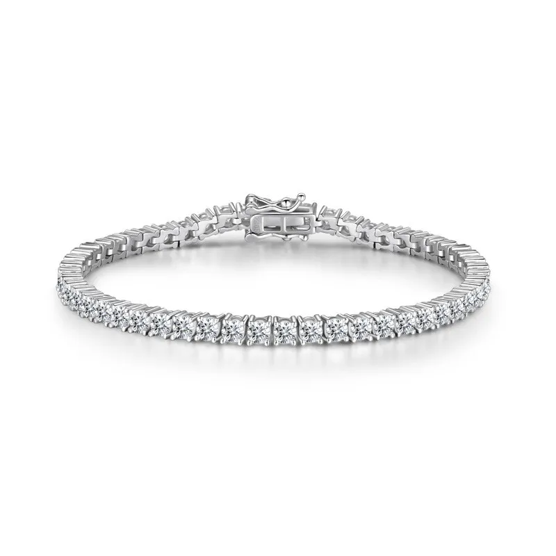 PANSYSEN 3MM Round Cut Charm Bracelets 925 Sterling Silver Created Moissanite Diamond Tennis Bracelet Fine Jewelry Drop Shipping