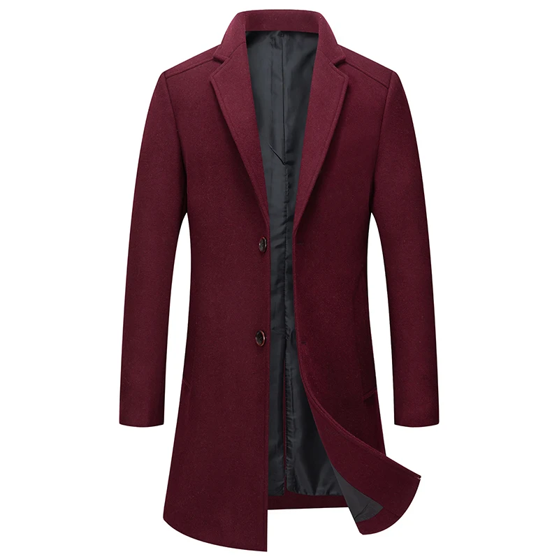 

2021 new men's wool coat mid-length men's autumn and winter classic business all-match blended coat men's large size wool coat