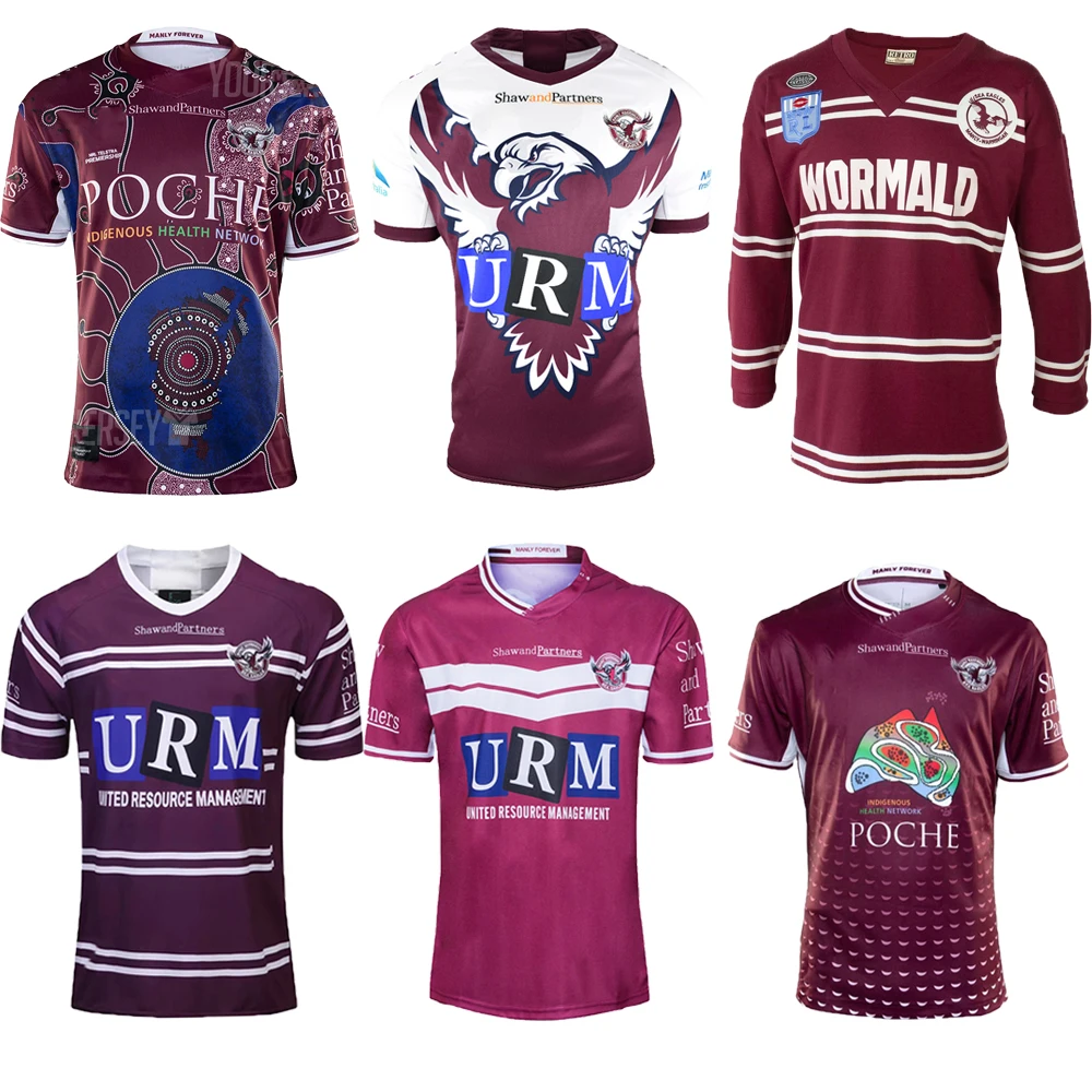 

2020 Manly Warringah Sea Eagles Rugby Home Away Retro Hero Edition Men's Jersey Sport Shirt S-5XL