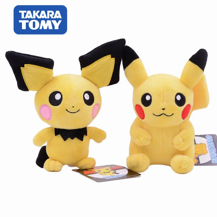 

20cm Takara Tomy Pokemon Pichu Plush Lovely Pikachu Juvenile Version Evolution Toy Hobby Collection Doll Kawaii Gift for Girl