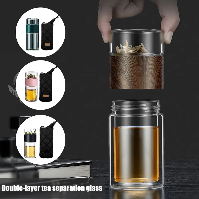 

Glass Water Bottle Double Layers Tea Water Bottle Infuser Tumbler Drinkware Smart Bottle Tea Filter DNJ998