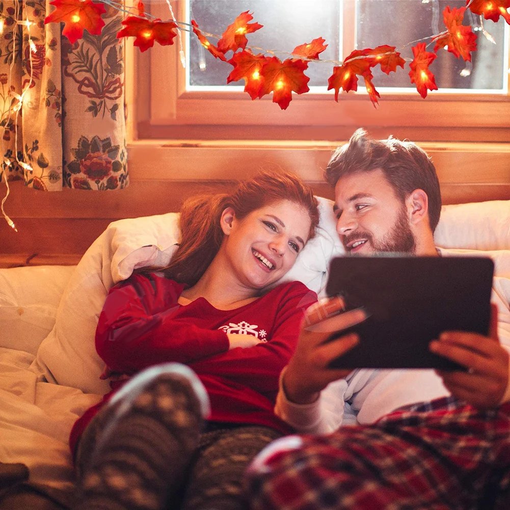 

Осенняя гирлянда с листьями, светильник ящаяся гирлянда с кленовыми листьями, лоза, Рождество, Хэллоуин, светодиодная сказочная лампа, укра...