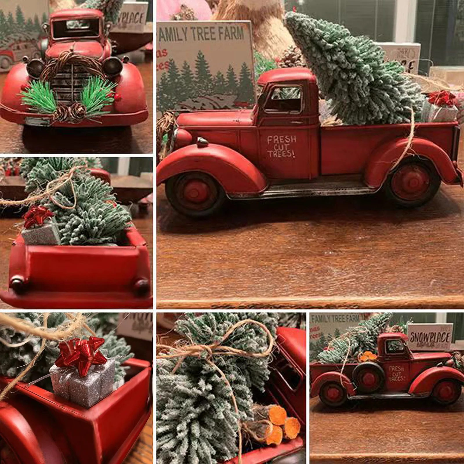 

Red Truck Christmas Desktop Decoration Kids New Year Gifts Vintage Metal Office Home Decoration Children Present New Year