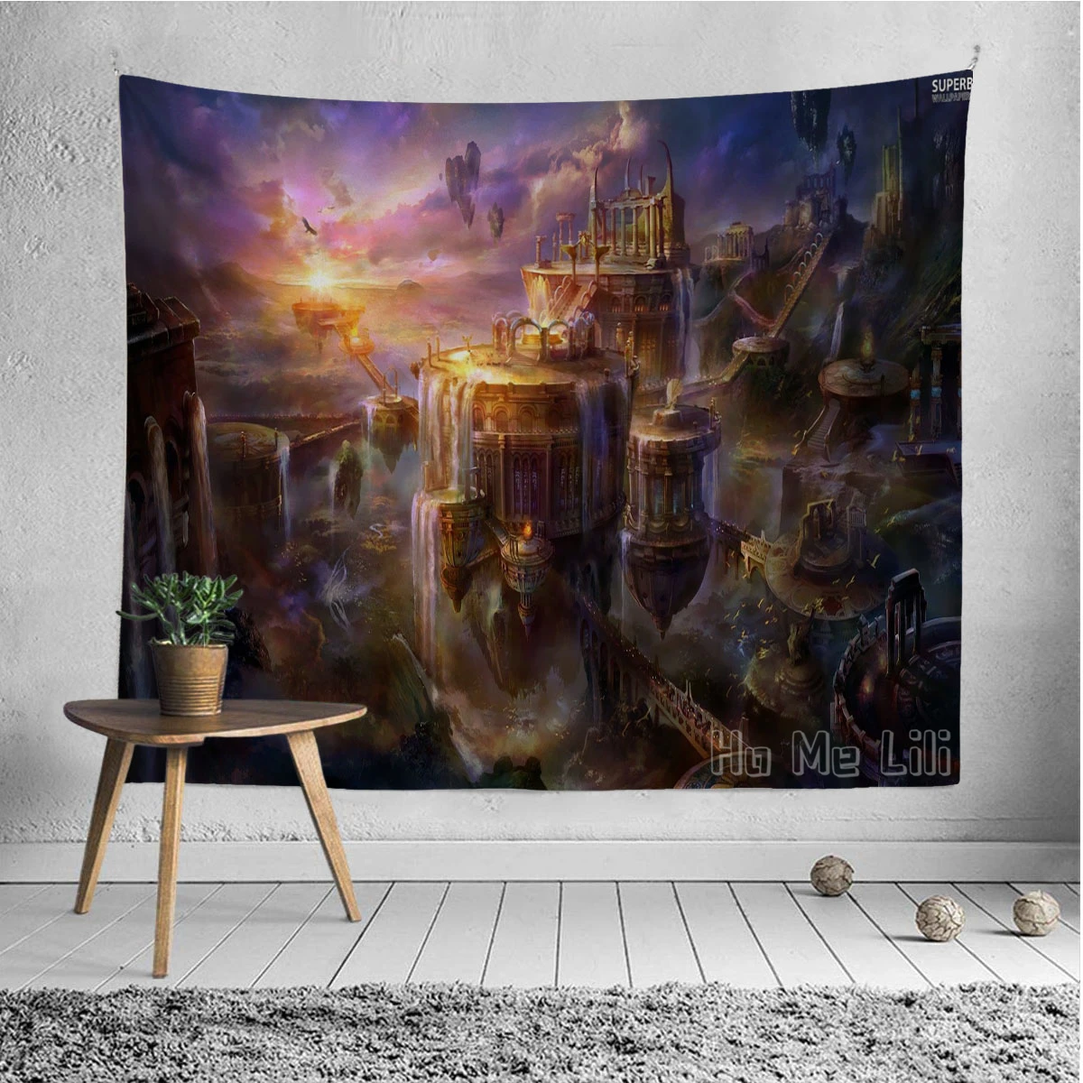 Tapiz de animaci&oacute;n de Ciudad de fantas&iacute;a, decoraci&oacute;n de arte para interiores-1