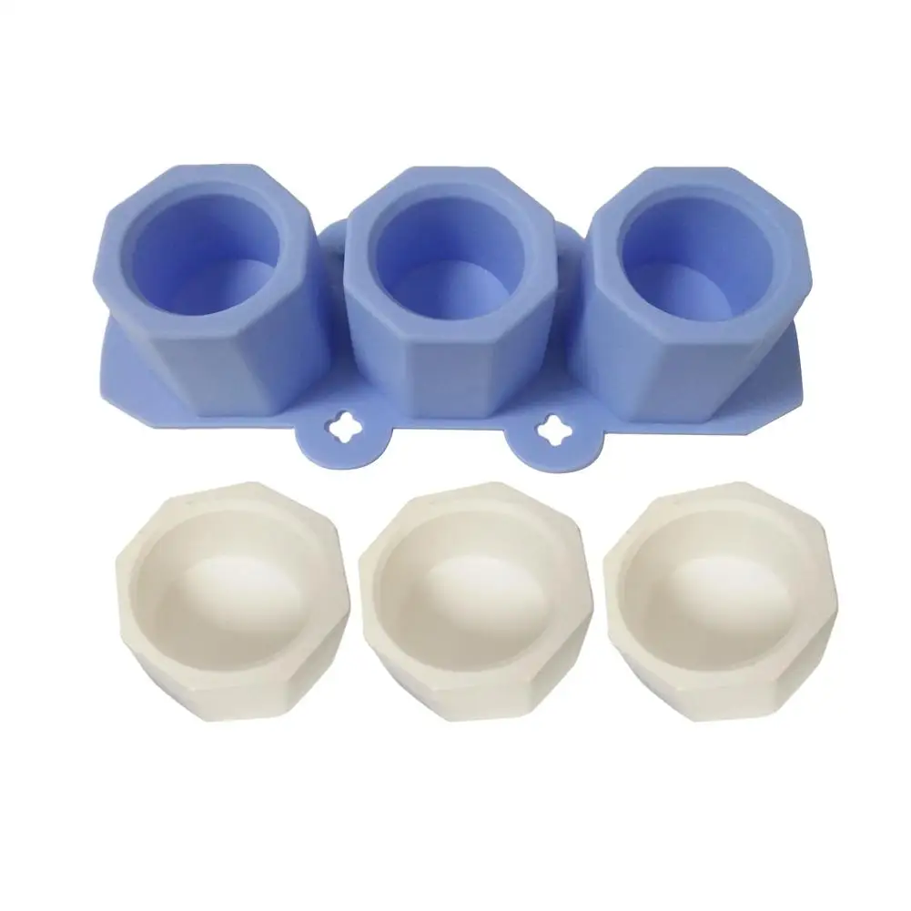 Silicone Pot Molds Form Arts Craft Polygonal Cup Moulds DIY Succulent Flowerpot Clay Plaster Gypsum Mold 3 Holes Concrete | Дом и сад