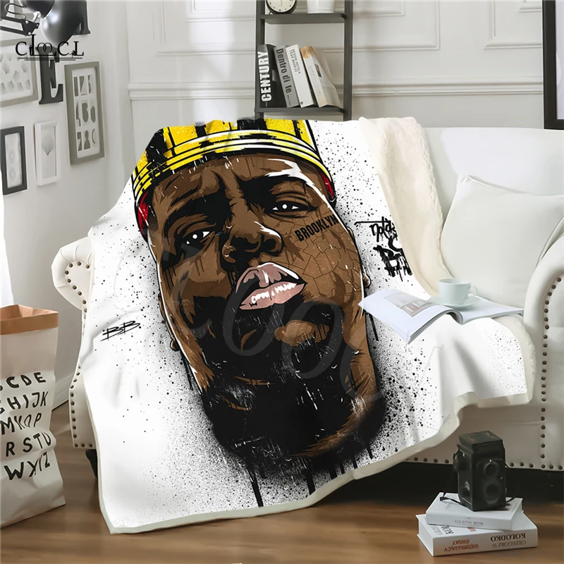 

Notorious B.I.G. Two-layer Plush Blanket Child Warm Blankets Biggie Smalls 3D Print Adult Quilt Beds Sofa Soft Student Blankets