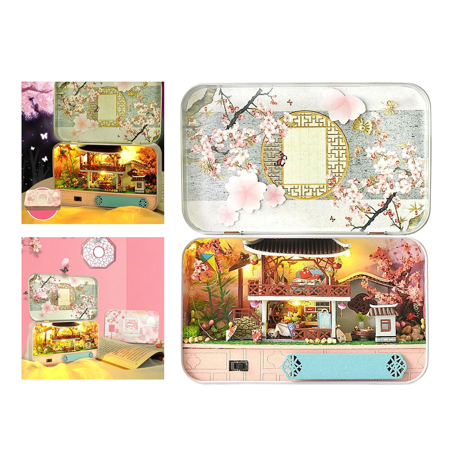 

Wooden Box Theatre Dollhouse Spring Vintage Big House Puzzles Birthday Toy