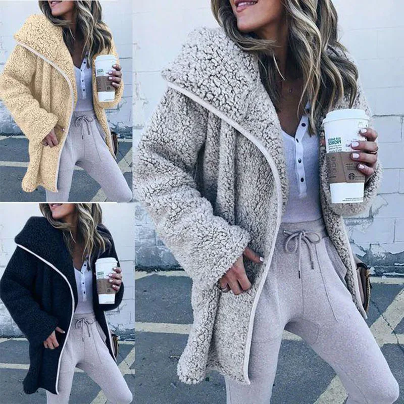 Женская Толстая теплая флисовая куртка пальто на молнии верхняя одежда зимнее из