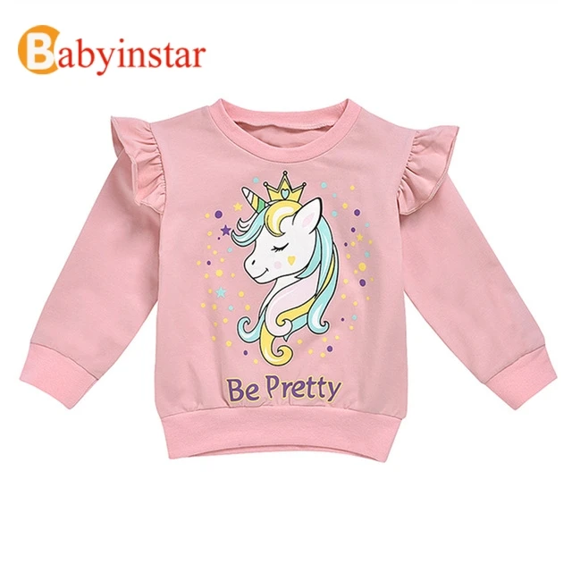 Babyinstar хлопковый свитер с принтом единорога на весну осень Свитера для девочек 2020