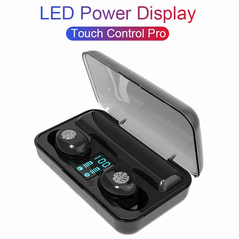 Touch Control Pro VOULAO, Bluetooth 5,0, наушники, 8D, стерео, беспроводные наушники, спортивные, водонепроницаемые, свободные руки, наушники, гарнитура с 2000 мАч, внешний аккумулятор - Цвет: Touch Control Pro