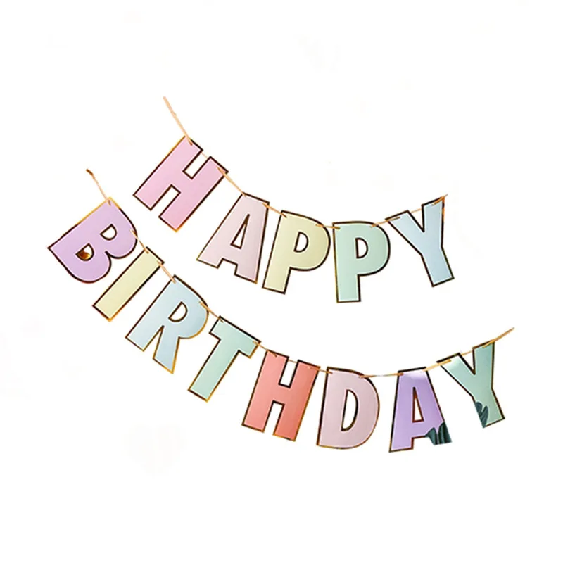 

Colorful Banner Happy Birthday Decoration Macaron Garland Flags and Banners First Birthday Girl Party Baby Shower Decorations