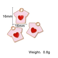 pink t shirt heart charm pendants gold jewelry making finding diy bracelet necklace earring accessories handmade tools 20pcs