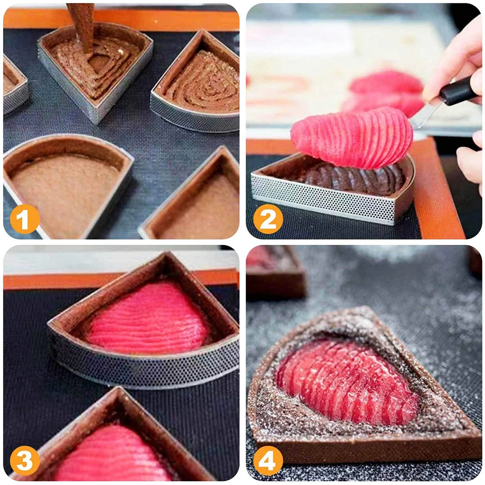 10/6/1pcs DIY Cake Tart Ring Stainless Steel Fan-shaped Perforated Molds Waffle Fruit Pancake Circle for Kitchen Pastry Baking - купить по
