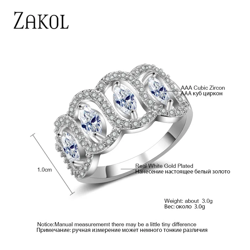 ZAKOL Новое поступление модные кольца на палец с кубическим цирконием для женщин
