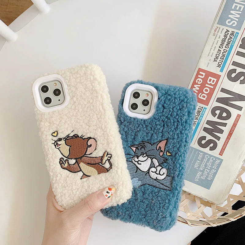 Осенне зимний плюшевый Кот и мышь для iPhone 11 pro max xs xr чехол телефона анти осень 6s 7 8