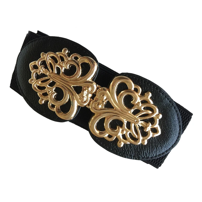 Женское эластичное платье в стиле ретро с металлическим цветком и узким поясом