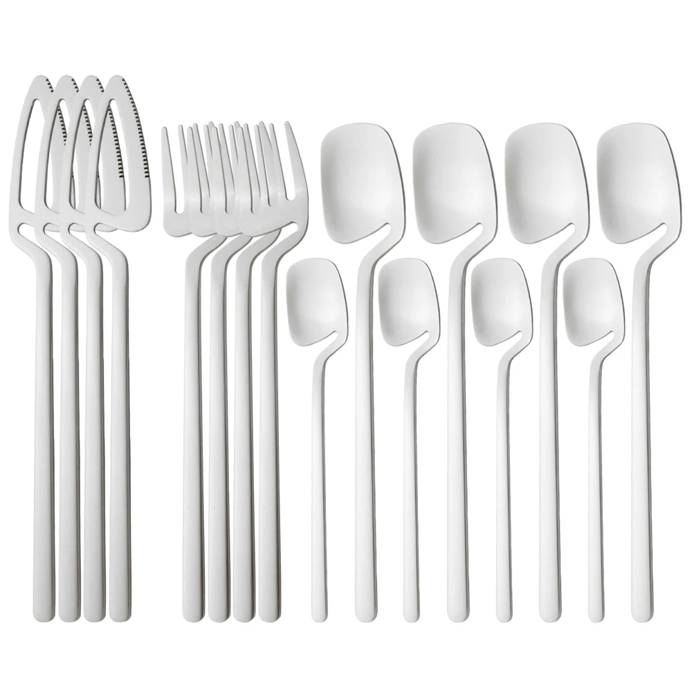 

16Pcs Cutlery Set Knives Fork Coffee Spoon Dinnerware Set 18/10 Stainless Steel Tableware Set Party Home Flatware Silverware Set