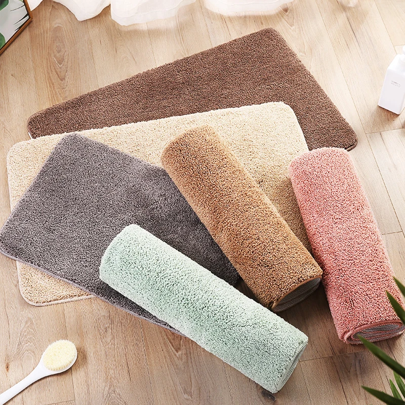 

Home Bath Mat TPR Bottom Non-slip Bathroom Carpet Absorbent Entrance doormat Washable Toilet Floor Mat for Living Room Area Rugs