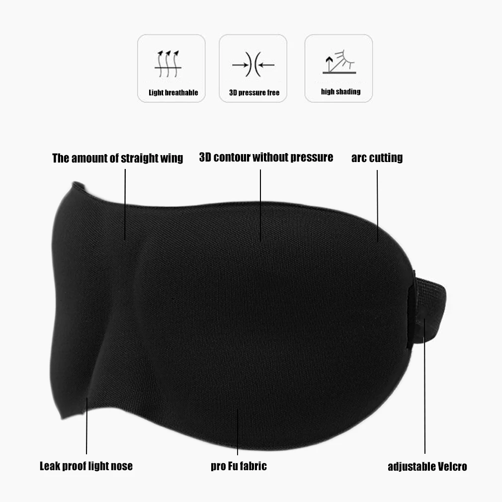 1PC Sponge Goggles Soft Polyester Sleeping Eye Mask 3D Eyeshade Ecellent Nap Cover Blindfold Travel Rest | Красота и здоровье