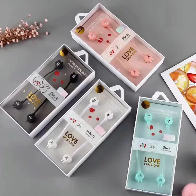 Наушники-вкладыши с симпатичным кроликом и мультяшным медведем стереогарнитура