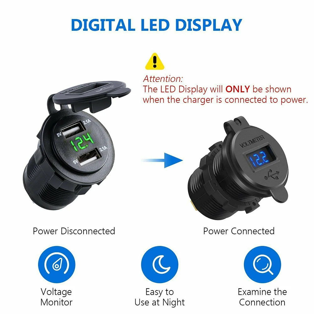 Для мотоциклов и автомобилей Зарядное устройство гнездо 2.1A Универсальный