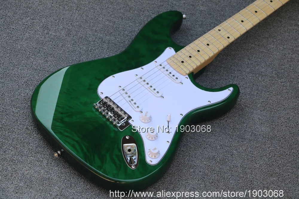 2021 ling up custom green ST электрическая гитара Кленовая подставка пользовательский