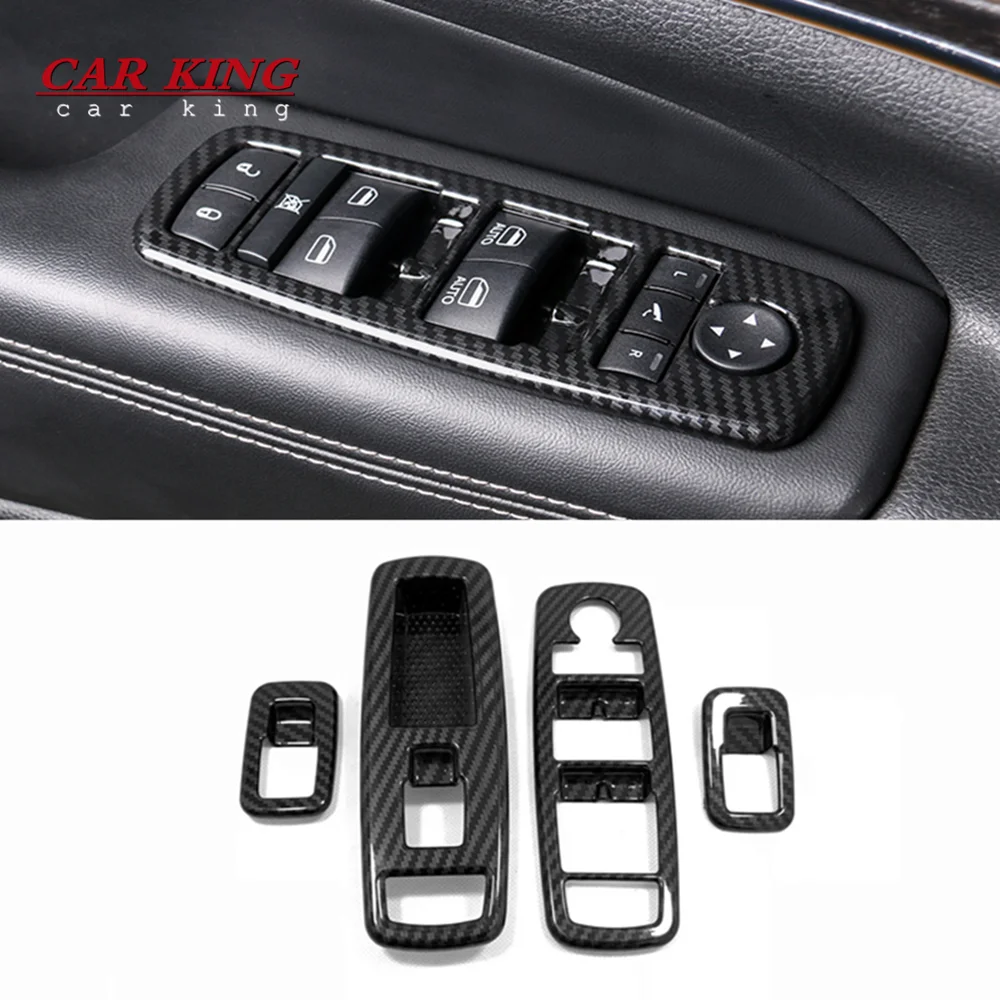 

For Jeep Grand Cherokee 2014-2017 Door Window glass Lift Control Switch Panel Cover Trims Carbon fiber Car Styling Accessories