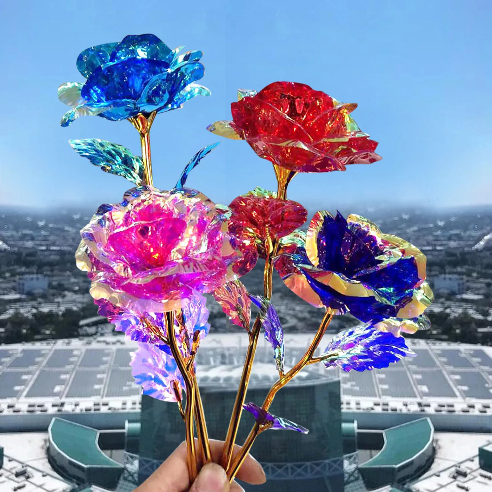 

Colorful Rose Plastic Eternal Floral Decoration In Home Party Home Decor Rose For Christmas Gift DIY Party Decor 2021 XMAS