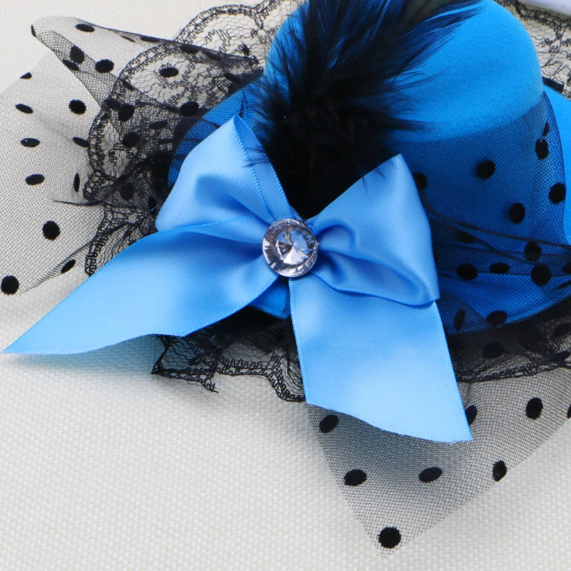 

New Style Women Bow Hair Clips Lace Feather Mini Top Hat Fancy Fascinator Party Dropshipping