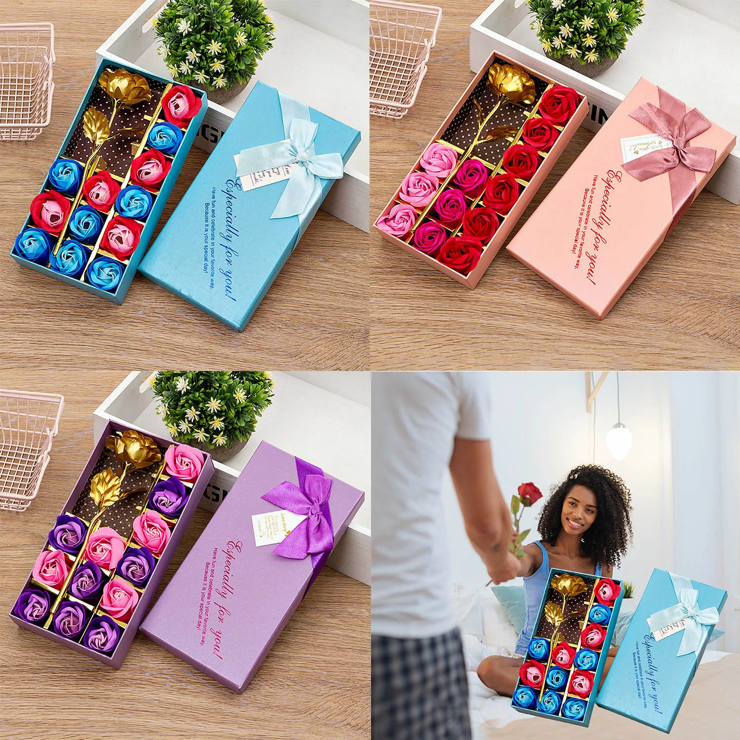 12 шт. романтическая роза мыло цветок цветочные лепестки роз с золотой Фольга