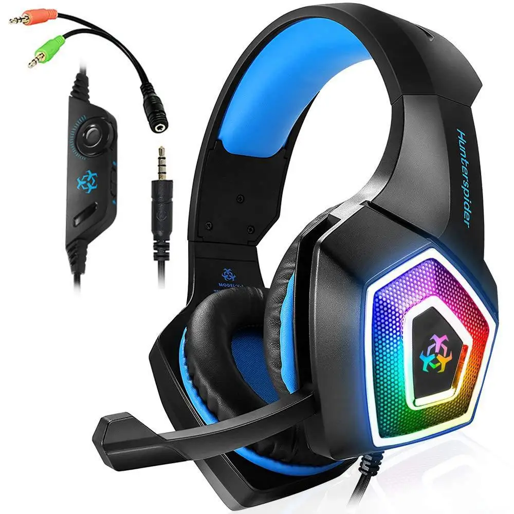 

Cross-Border V1 Game Headset Headset RGB Colorful Luminous Wired Computer Cellphone E-Sports Game PS4 Headset