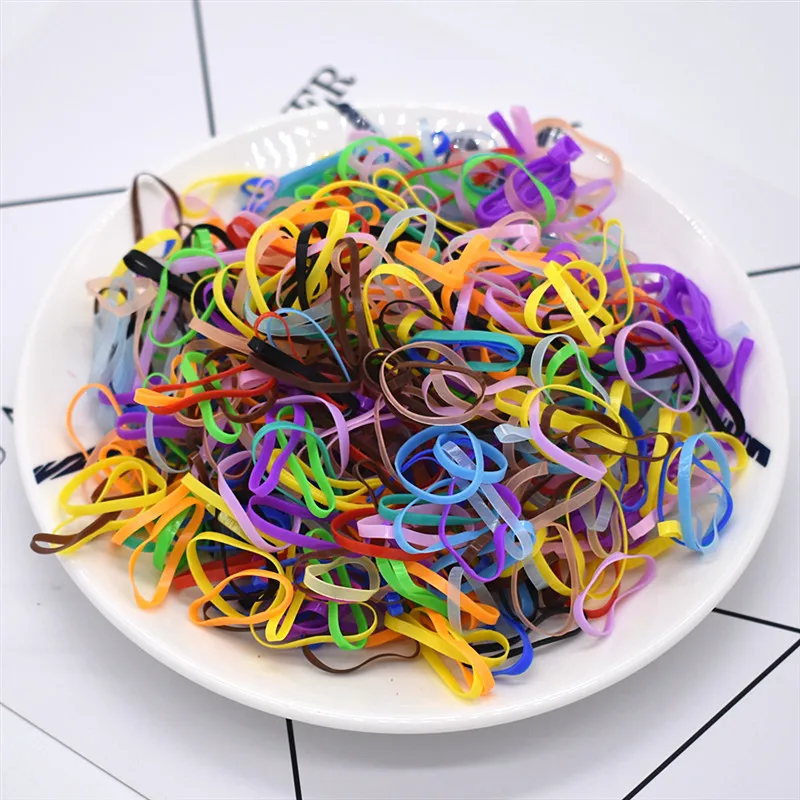 100/500 милые красочные кольца для девочек одноразовый эластичный обруч волос зажим