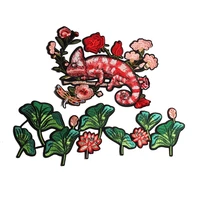 lotus lizard dragonfly floral patches sewing embroidered applique for jacket clothes stickers badge diy apparel accessories