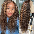 Парик из вьющихся человеческих волос Highligth, парик на сетке спереди, для черных женщин, 13x4, предварительно выщипанный, с эффектом омбре, с глубокой волной, без клея, на сетке спереди