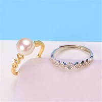 925 sterling silver pearl ring sets ring findings adjustable ring jewelry parts fittings charm accessories silver jewellery