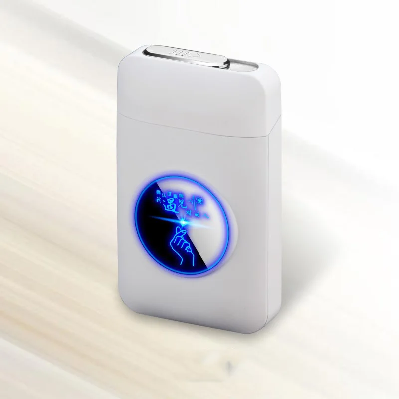 Белый Вмещает 19 шт. прикуриватель беспламенный USB заряженный чехол для сигарет Зажигалки защищенный от ветра для курения Аксессуары Гаджеты для мужчин - Цвет: Белый