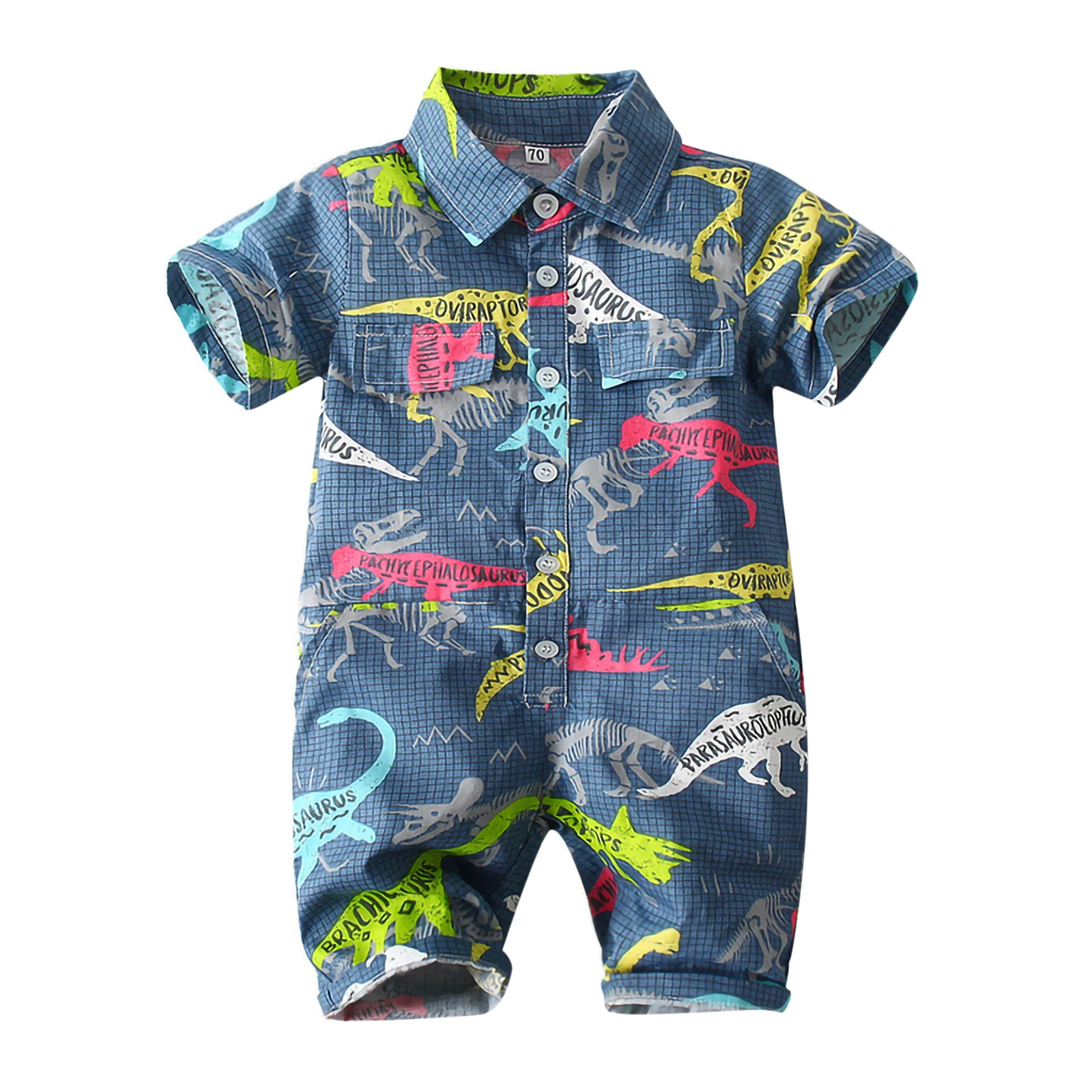 Для маленьких мальчиков повседневный комбинезон с коротким рукавом принтом