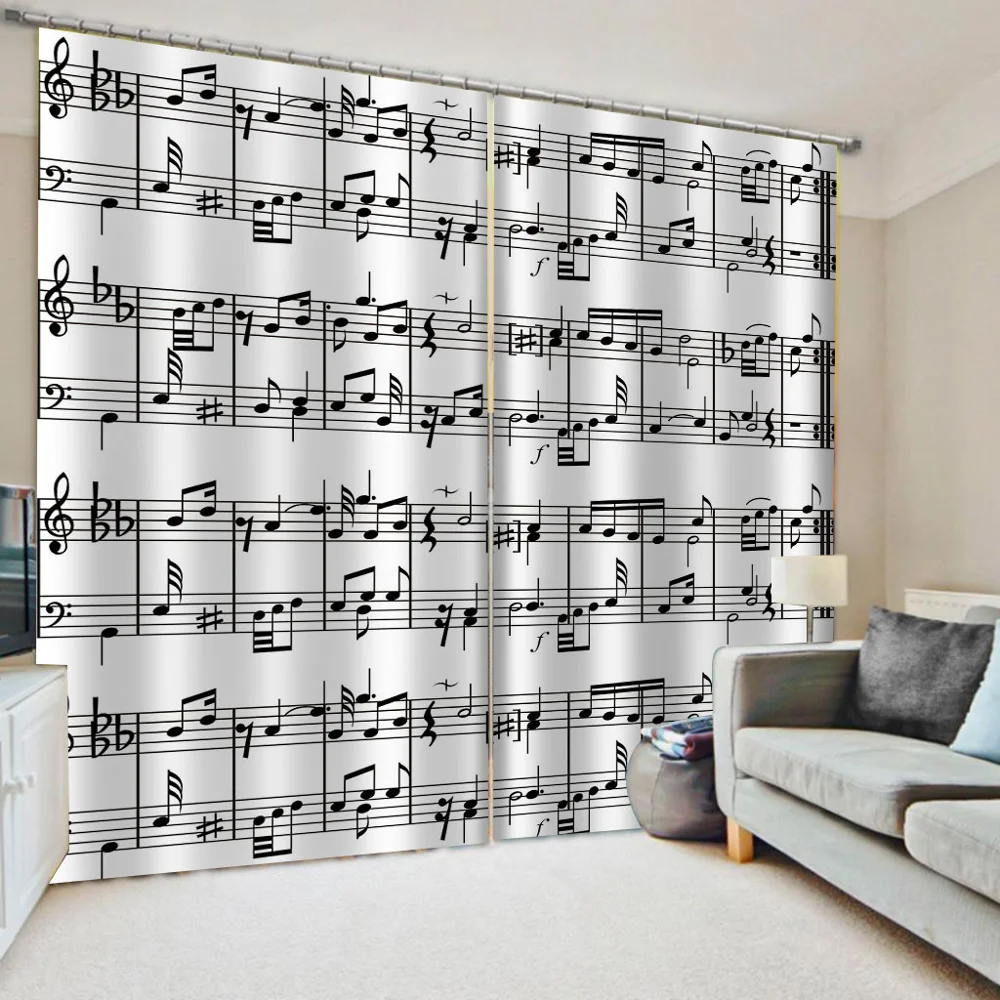 

Custom black music curtains Bedroom living room windproof thickening blackout fabric Blackout curtain