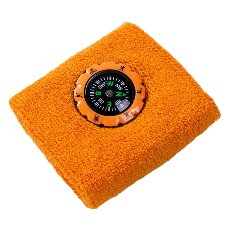Outdoor Compass Wristband Sports Sweat-Absorbent Cotton Survival Bracelet Sweat Bands for Hiking Hunting Camping | Спорт и