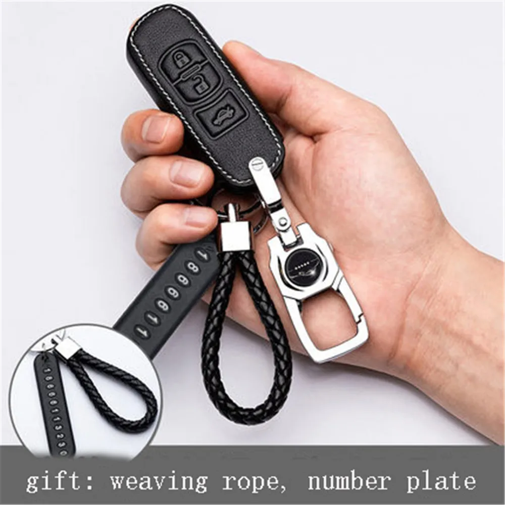 Чехол кожаный для автомобильного ключа чехол ключей с номерной табличкой mazda cx 5 6