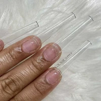 240pcsbag clear xxl coffin false acrylic nails art tips extreme long half cover c curve fake nail tip