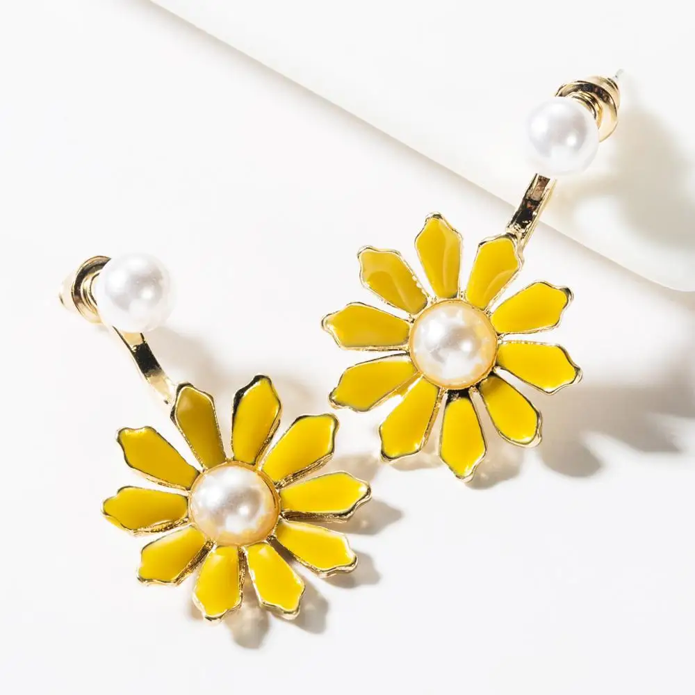 Новое поступление милые женские серьги капли с цветком от солнца эмалью из