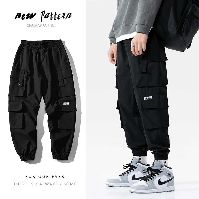 Streetwear Black Mens Harem Joggers Pants Men Cargo Pants 2022 Hip Hop Casual Pockets Sweatpants Male Oversized Fashion Trousers