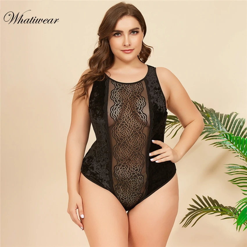 Whatiwear 2019 Женское боди с вышивкой и круглым вырезом женское прозрачное