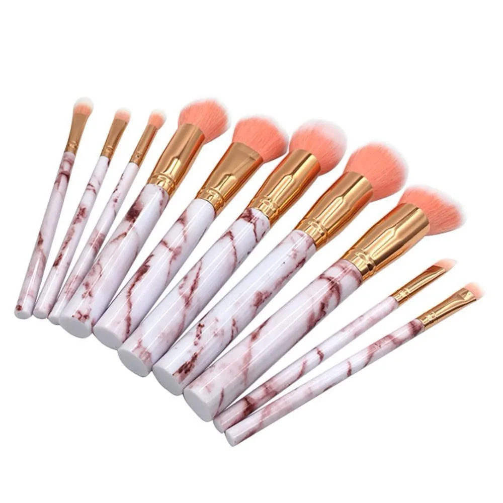 10 шт./компл. Профессиональные кисти для макияжа с мраморной ручкой тени век